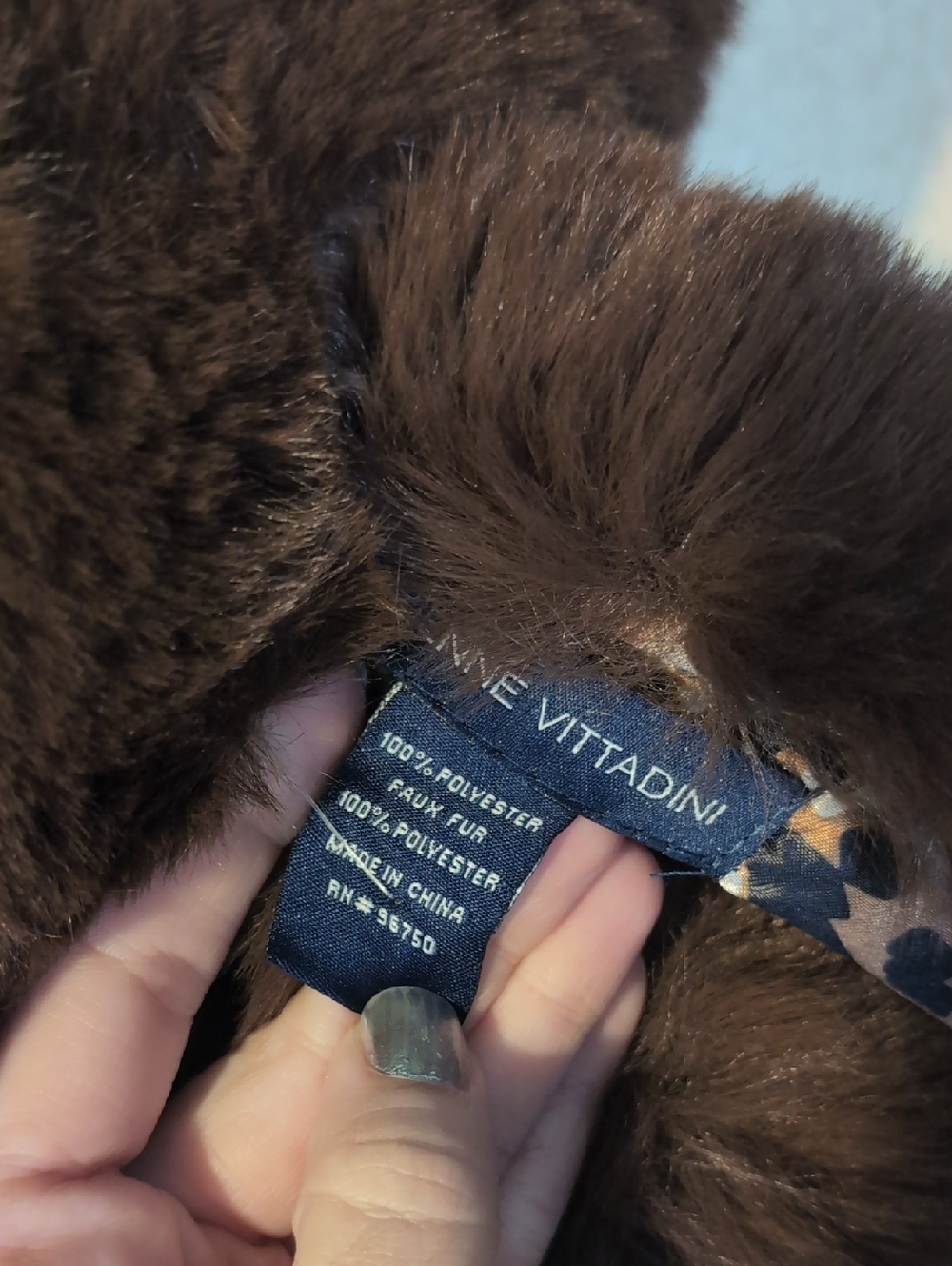 Adrienne Vittadini Brown Faux Fur Scarf - Picture 4 of 5
